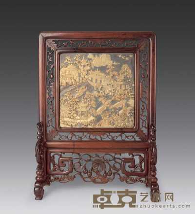 清 祁阳石刻山水人物插牌 28×28cm